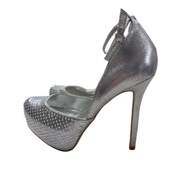Steve Madden Naomeee Silver Jeweled Platform Stiletto Heels - Picture 6 of 10
